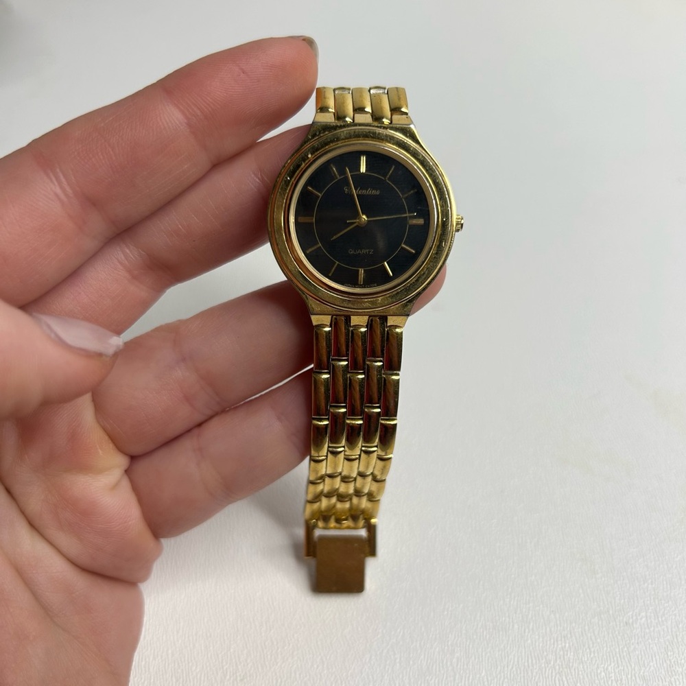 Valentino Gold and Black Watch with Metal Link Band